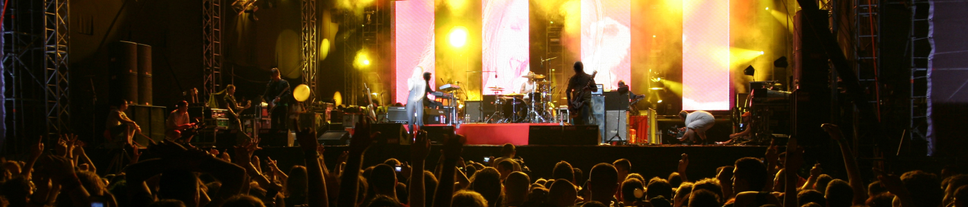 Live concert stage and audience